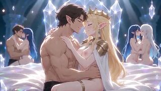 Blonde Fantasy Queen Gets Lifted & Shared by Multiple Men in Magical Hall – Harem Presentation Turns Full Orgy [ai]