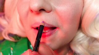 ASMR sluggishly lipstick tease