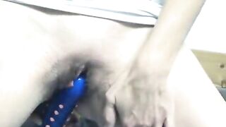 Brunette with hairless vagina gets herself off with sextoy