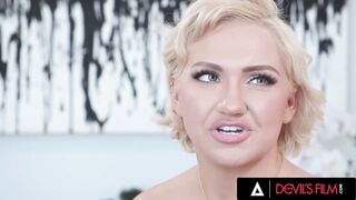 DEVILS FILM - Venus Valencia Birthday Gift Is Double Penetration From Bambi Barton Strap On