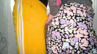 Big-assed woman accidentally touches a stranger's dick.