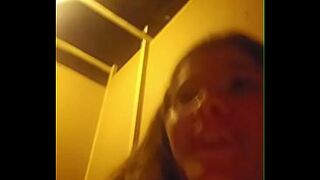 Married golden-haired sucks a dick at a club and her husband doesn't even notice.