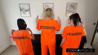 COSPLAYXGIRLS - 3 Inmates Go Wild: Prison Lesbos Screwed By Guards In Rough Group-sex
