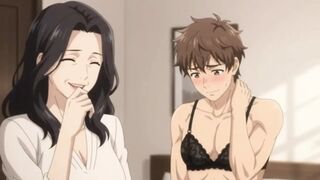 Stepmom caught her stepson in her lingerie and give her live show