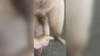 Hot cumshots in the steamy bathroom