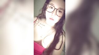 Marily glasses bedroom tease, red top off