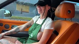 Excited Tattooed Barista Eats Teddy Tarantino's Jock in the Car On her Break