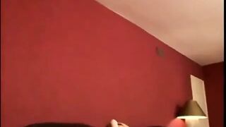 MILF is wearing see-through lingerie and playing with her boobs