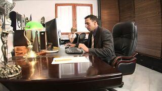 Ambitious blonde secretary tries anal for raise