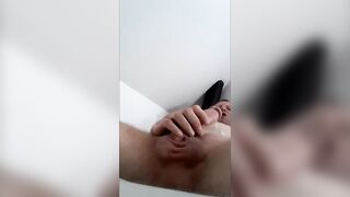 Hot chap plays valuable hard dick and cums moaning on body