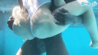 Plugged Big Butt Ebony Gets Fucked by BBC Underwater