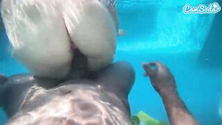 Plugged Big Butt Ebony Gets Fucked by BBC Underwater