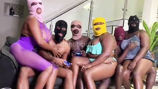 #ThrowBack 2022 GAME NIGHT : FIFA Soccer Orgy At The Mansion With three (3) Black Curvy Ebony Teens Fucking three BBCs - Spunk fountain & Squirting On Premium