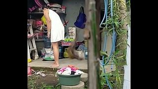Cleaning the backyard