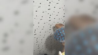 My sister-in-law goes to take a bathroom and I secretly spy on her; this playgirl has a big vagina and priceless breasts.