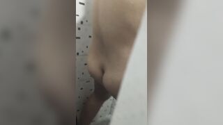 My sister-in-law goes to take a bathroom and I secretly spy on her; this playgirl has a big vagina and priceless breasts.