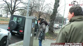 Super skinny German teen makes street sex casting