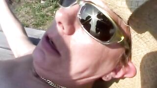 Shameless older couple banging in the countryside