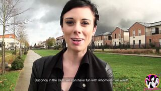 Short haired brunette takes a BBC in her asshole