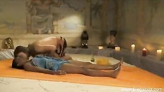 She's enjoying in oiled massage
