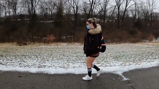 Teen Angel in Plaid Skirt Gets a Ride to School From a Stranger on a Snowy Day