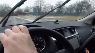 Teen Angel in Plaid Skirt Gets a Ride to School From a Stranger on a Snowy Day