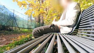DICKFLASH in the PARK: a slutty milf can't resist to give a me a hard titty fuck