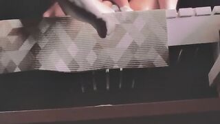 Woman rubbing her cunt peeing and greater amount