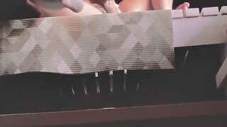 Woman rubbing her cunt peeing and greater amount