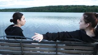 two girls took their raiment off on the lake. A passing surfer had sex in the open air.