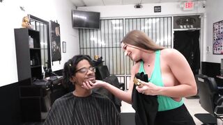 first Time Visiting This Hair Saloon and the Big Boobs Beauty Jerked His BBC