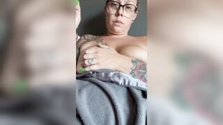 BBW step mamma MILF bake 420 smokin' joint fetish laying in bed topless