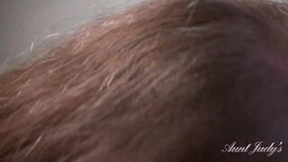 AuntJudys - Your Busty 61yo GILF Stepmom Maggie Jacks you off & Sucks your Dong (POV)