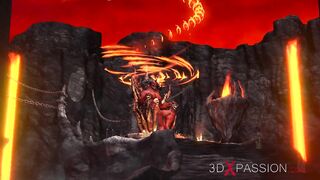 Devil plays with a super hawt gal in hell
