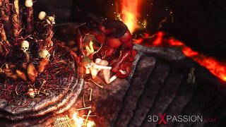 Devil plays with a super hawt gal in hell