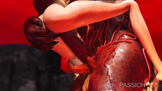 Devil plays with a super hawt gal in hell