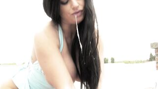 SOUT CUMS Scene-4_Sexy brunette with big tits enjoys a big weenie on the roof