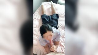 Cute Thai student banged by a big white jock and huge cumshot on her school uniform