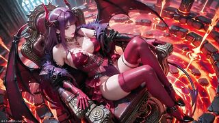 Purple-haired Demon Queen! a Forbidden Feast on the Magma Throne, Red-black Armor Clinging to Scorching Skin!