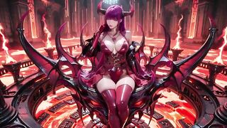 Purple-haired Demon Queen! a Forbidden Feast on the Magma Throne, Red-black Armor Clinging to Scorching Skin!