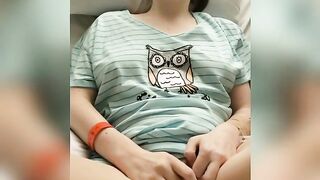 Constricted teen masturbating to orgasm