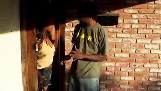 Glam ebony wearing high heels gets her unshaved twat fucked by bbc