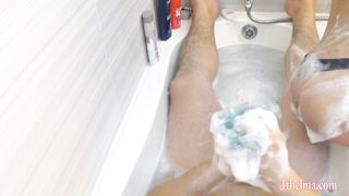 Romantic orgasm in baths play. We had a great joy in water. Amateure 4k POV