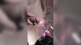 Intense cock teasing with plasma ball