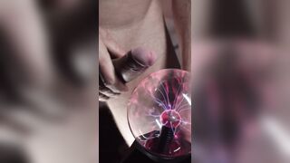 Intense cock teasing with plasma ball