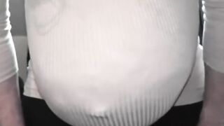 preggy guy going into labor on the office chair