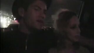 Fine-looking golden-haired MILF gets screwed hard in taxi while her friend watches