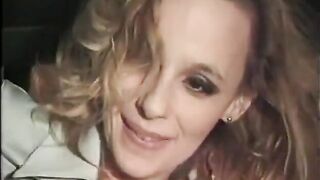 Fine-looking golden-haired MILF gets screwed hard in taxi while her friend watches