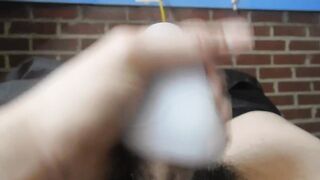 Banging my Tenga Egg (Wavy) with a cumshot