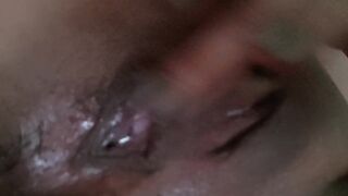 Excited Latina home alone, fingering & playing with her soaked twat